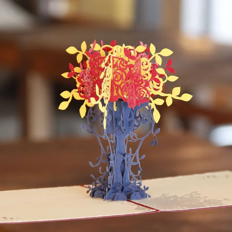 Pot de fleurs 3D pliable, 30 pièces, artisanat en papier Pop-Up découpé au Laser, artisanat de Festival, cadeaux de fête de vœux, carte postale ZA1251