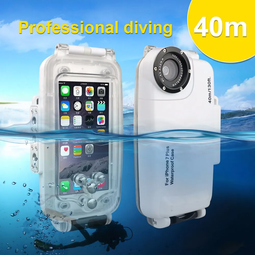 Freeshipping Underwater Photography Protector Housing Case voor iPhone 7 / 7s, 40 m 130ft Duikwaterweerstand diepte