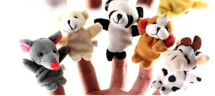DHL Fedex EMS Animal Finger Puppets Kids Baby Cute Play Storytime Velvet Plush Toys Assorted Animals8513655