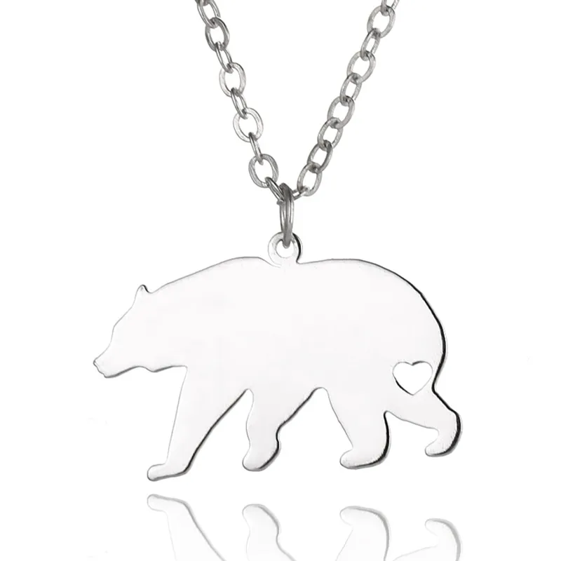 Полярный медведь кулон ожерелье из нержавеющей стали животных очарование звена цепочка украшения для женщин и мужчин детей подарки оптом