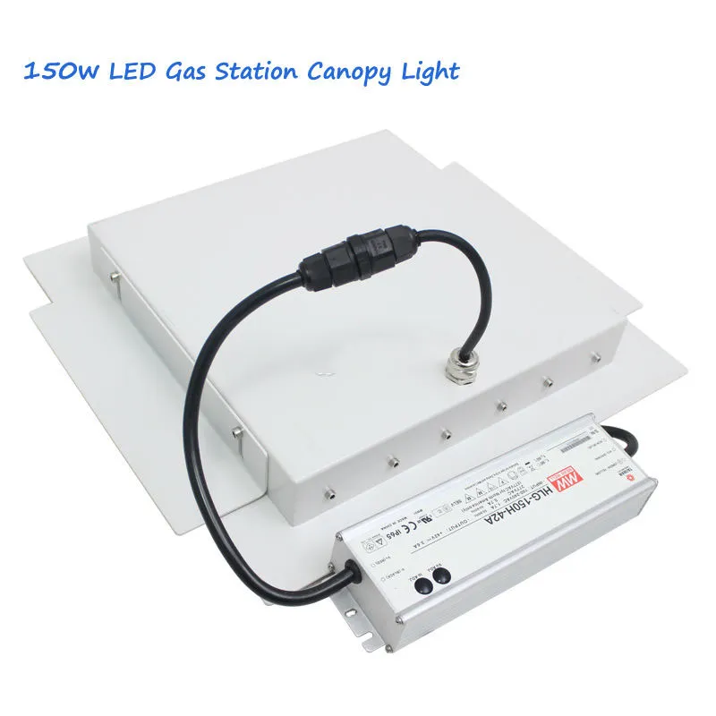 150W 주유소 램프 LED 캐노피 라이트 산업 공장 하이 베이 평균 웰 드라이버 90-277V 120LM W 상용 셀링 조명
