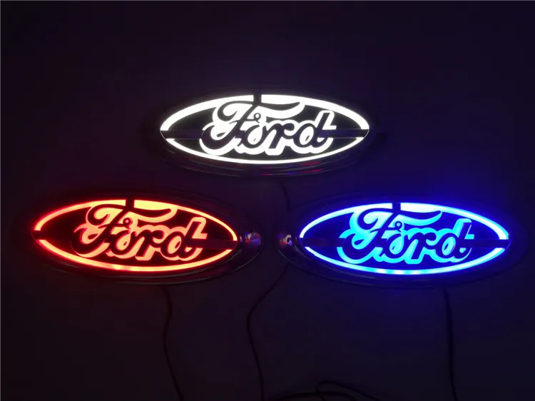 5D-LED-Auto-Logo-Lampe, 14,5 cm x 5,6 cm, für Ford Focus Mondeo Kuga, Auto-Abzeichen-LED-Lampe, Auto-Laserlichter, 3D-Heck-Emblem-Aufkleber, Geister-Schatten-Licht