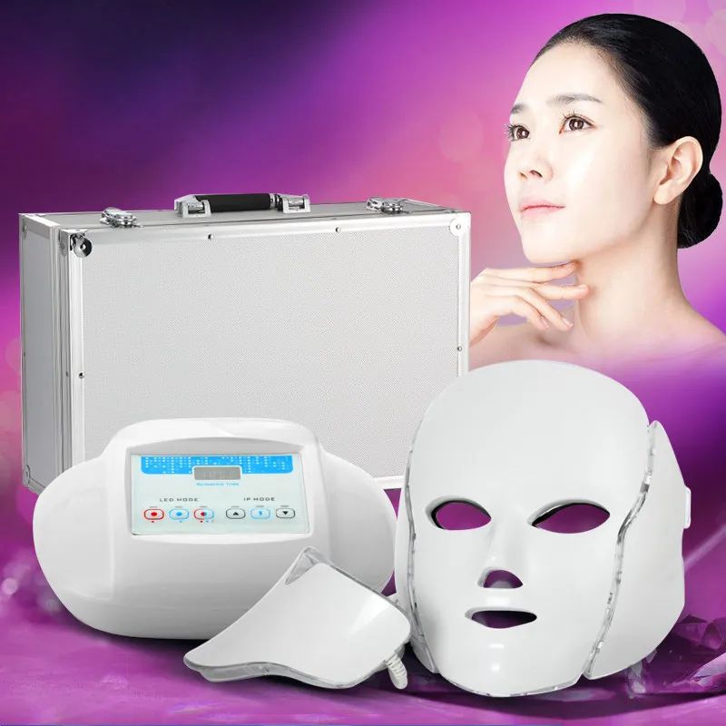 Lm002 3 kleuren fotodynamische led infrarood gezicht hals masker huid microcurrent massager verjonging anti-aging schoonheid therapie thuisgebruik kliniek