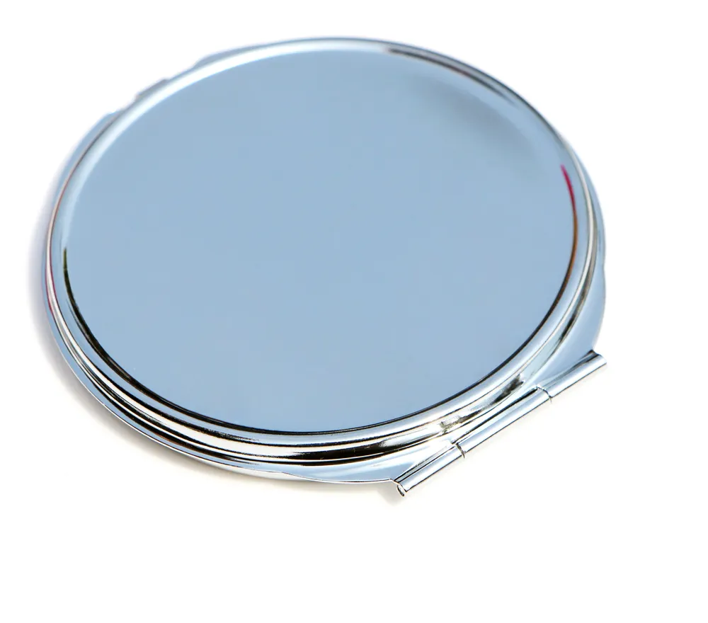 75mm Blank miroirs de poche compact cosmétiques Silver cas Miroir pour le bricolage personnaliser Gravure # 18122-1