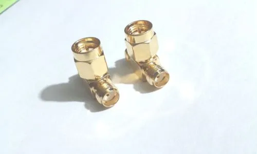 Gold RP-SMA female plug to two RP-SMA male jack T RF adapter 3 way
