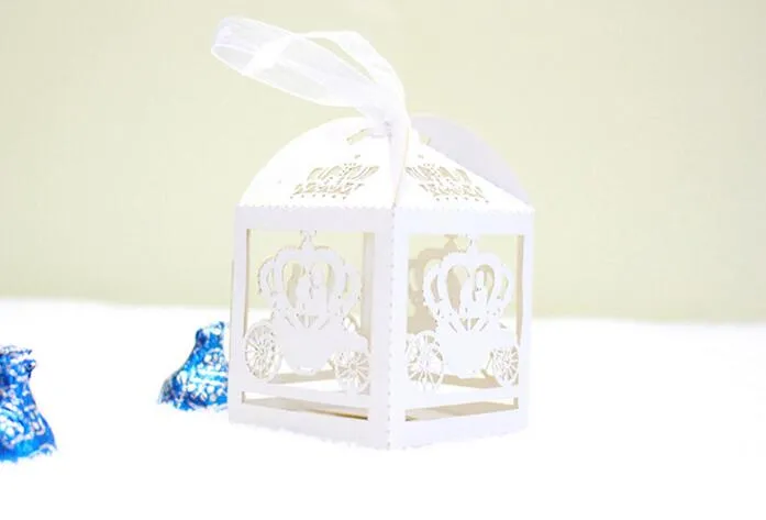 Laser Cut Hollow Float Candy Box Chocolates Boxes With Ribbon For Wedding Party Baby Shower Favor Gift