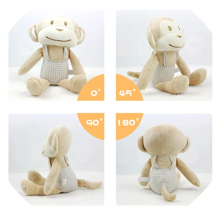 Nowy przybycie Plusz Baby Plush Apease Monkey Doll Toy Sleeps Aclow Partner pocieszający grzechotkę do lalki