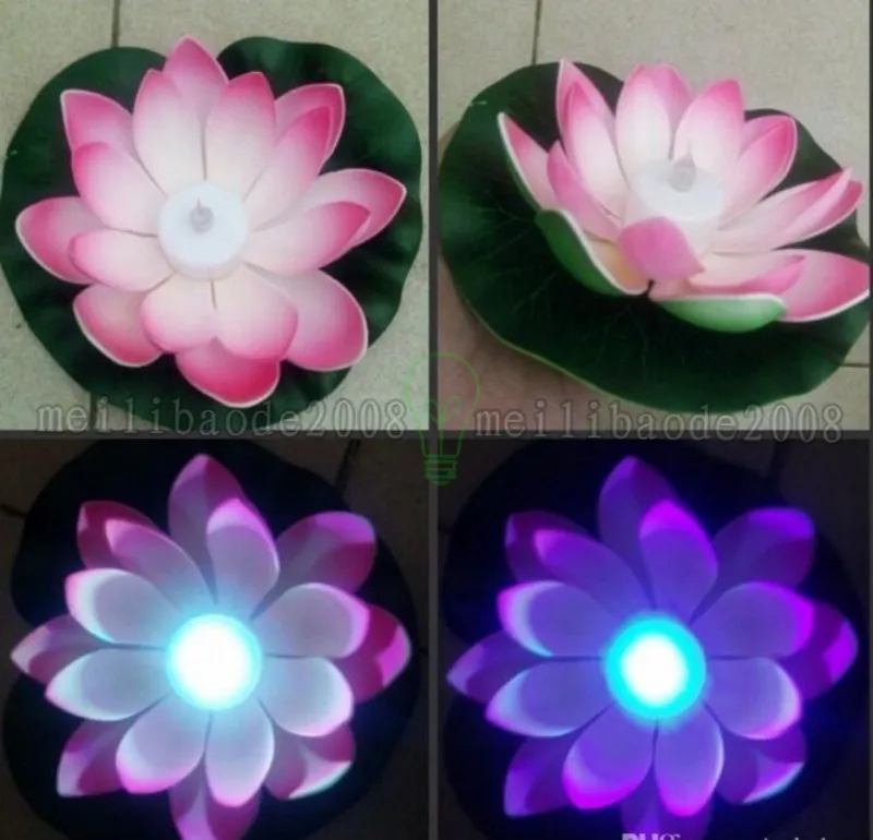 Artificial LED Floating Lotus Flower Candle Lamp With Colorful Changed Lights For Wedding Party Decorations Supplies MYY