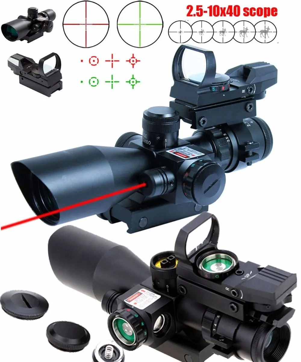 Nuevo alcance táctico 2.5-10x40 de rifle con láser rojo holográfico verde punto rojo punto