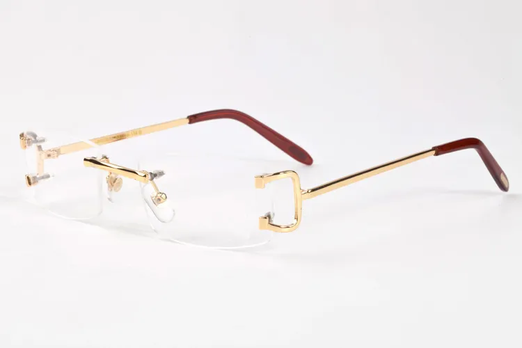 nieuwe mode sportzonnebril voor mannen vierkante heldere lens buffelhoorn bril randloze frame oversized vintage goud zilver metalen zonnebril
