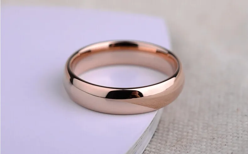 Aldrig blekna titanälskare 6mm tjock ring riktig ros guldpläterad fingerring Män Kvinnor Bröllopsring USA Storlek