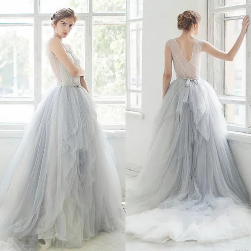 Stunning 2017 Ombre Tulle Beach Wedding Bridal Shower Dress With Lace ...