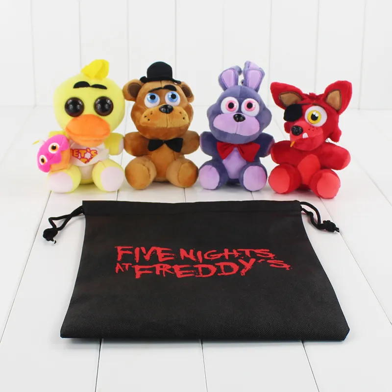 Gra Five Nights w Freddy's Plush FNAf Bonnie Foxy Freddy Plush Toy Pchane miękkie lalki z workiem do przechowywania 13 cm-18cm2372