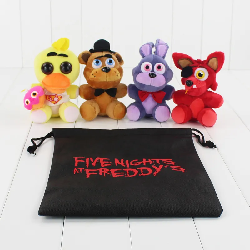 Game Five Nights at Freddy039s Pluche FNAF Bonnie Foxy Freddy Knuffel Gevulde Zachte Poppen Met Opbergtas 13CM18CM6377528