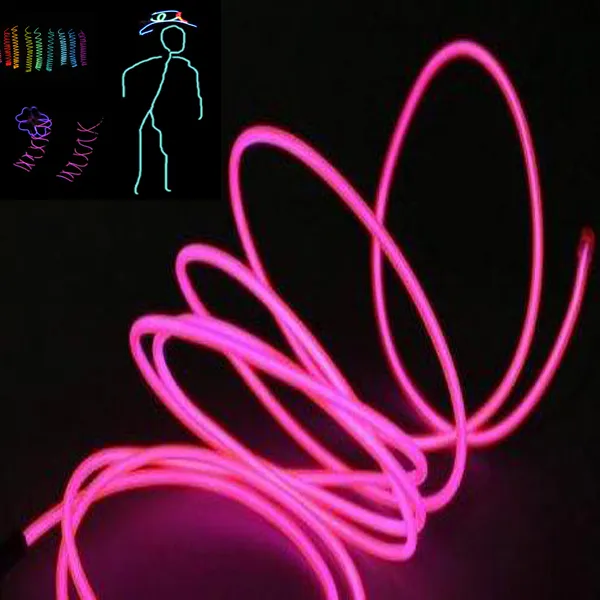 Cosmic Pink Color EL 5mm EL wire length in 5M with 3v driver in High brightness El