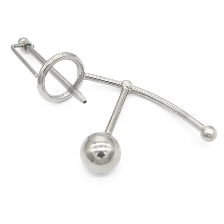 Nouveau mâle en acier inoxydable réglable plug anal perles bout à bout + cathéter avec coq anneau de pénis cage ceinture dispositif BDSM jouets sexuels A0587886397