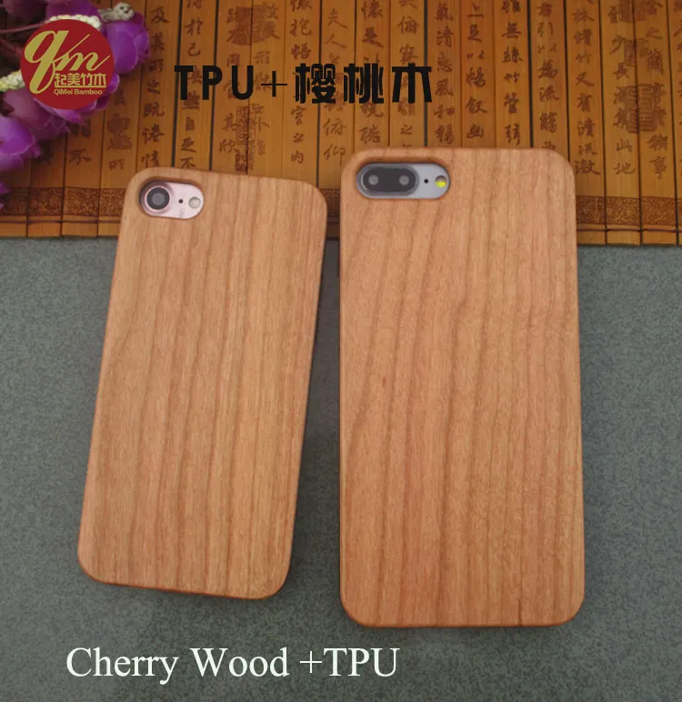 Coque de téléphone rétro en bois de haute qualité, étui de Protection en Tpu en bambou véritable pour Iphone 7 6 6s Plus