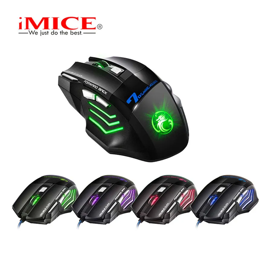 iMICE X7 Wired Gaming Mouse 7 Botões Mice 2400dpi LED óptico com fio Cabo Gamer computador para PC Laptop