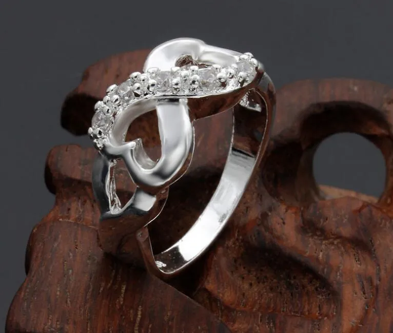 Bague infini plaquée en argent Sterling 925, 8 mots, breloques pour hommes et femmes, anneaux de mariage en cristal, bijoux à la mode, taille US6/7/8/9/10