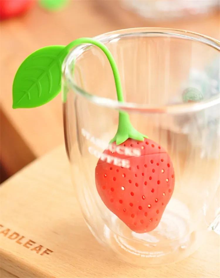 New Silicone Drinkware accessories Cute Red Strawberry styles tea-strainer Tea tools Infuser Filter B0454