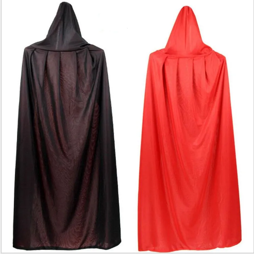 Halloween Coplay Devil Cloak Party Cosplay Dames Cape Death Cloak Adult Kids Ghost Kostuums Dubbellaags Zwart Rode Vampier Cowl met GLB