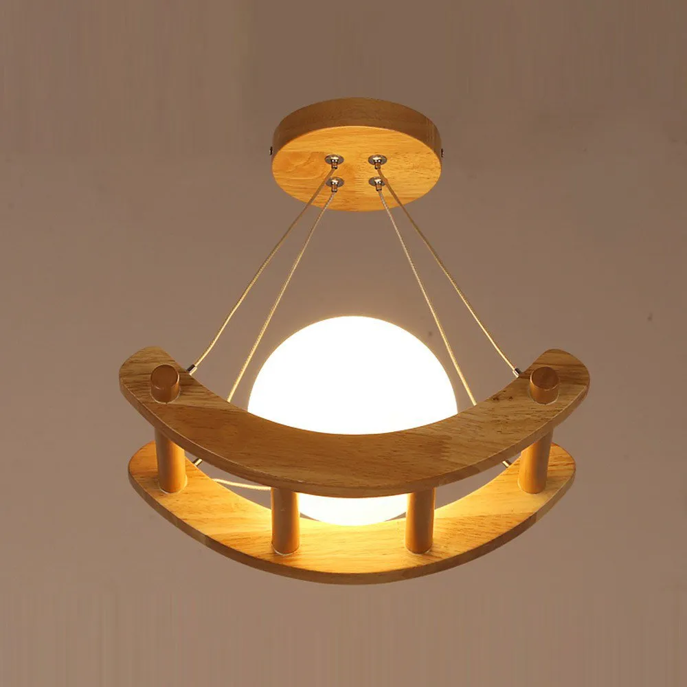 Quarto da Lua vidro Wooden Boat Kid Luz Pingente Sala de jantar Corredor luminária Varanda Corredor Hanging Pendent luzes Fixture