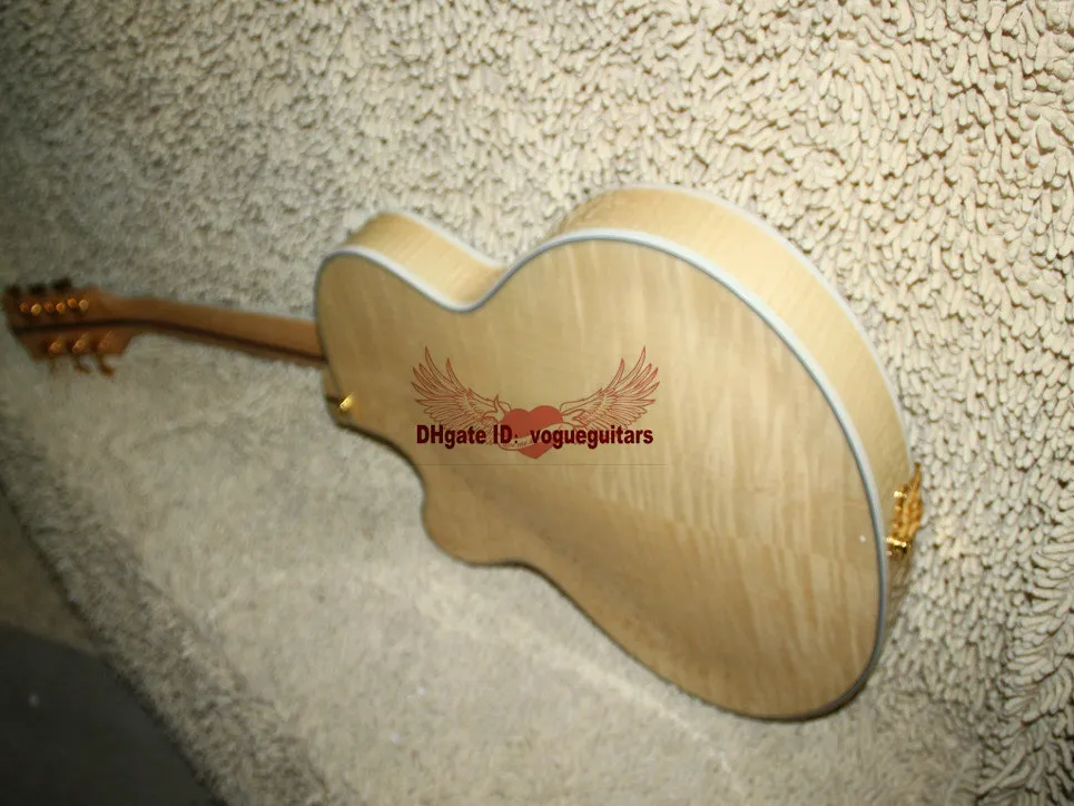 Ganze Gitarren Hochwertiger kundenspezifischer P90-Tonabnehmer JAZZ Semi Hollow Naturholz-E-Gitarre 7292096