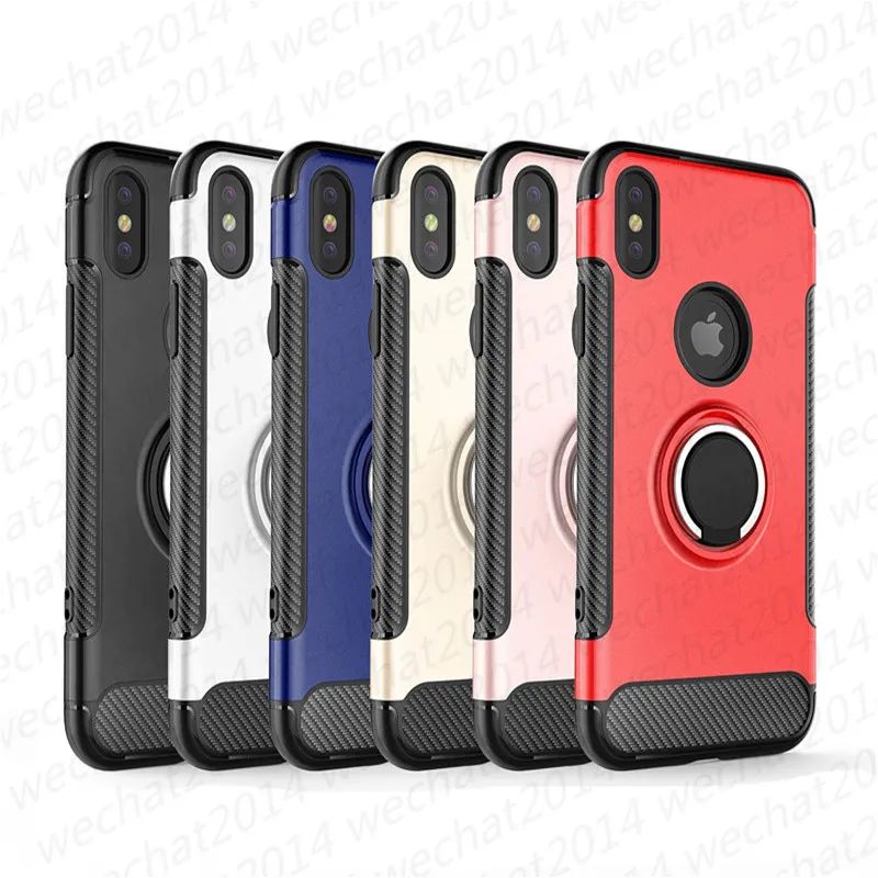 500st Ringhållare Bilmagnetchocktydd Armor Case Cover för iPhone 11 Pro Max X XR XS 8 7 Plus Samsung Not 8 S8 S9 S10