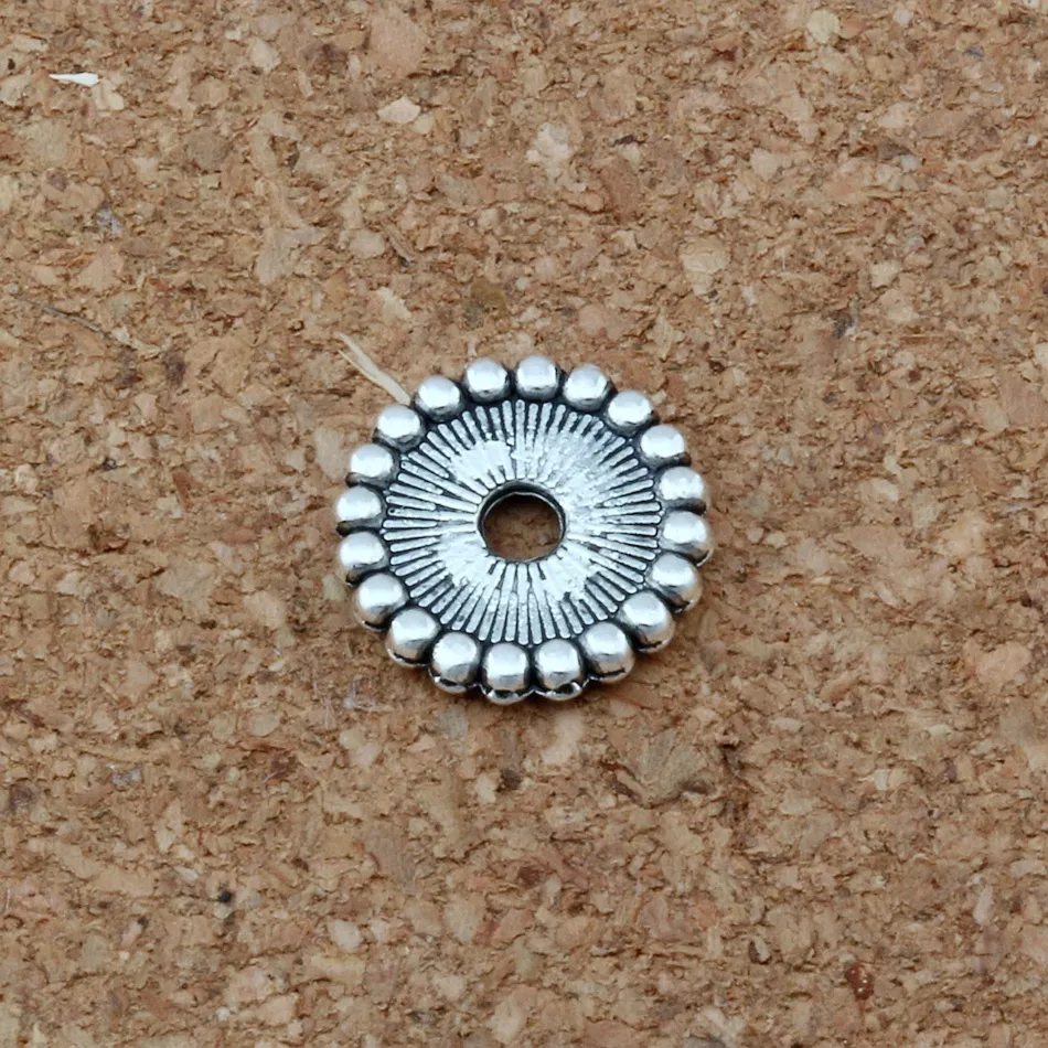 MIC 500 SZTUK Antique Silver Dots Rim Rondelle Spacer Koraliki 11.5x11.5mm DIY Jewelry D32
