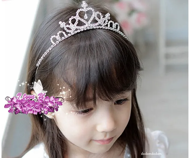 Partihandel-Fri frakt 2016 Söt Silver Princess Hårband Tiara Rhinestone Headband för barn Tjej Barn 31