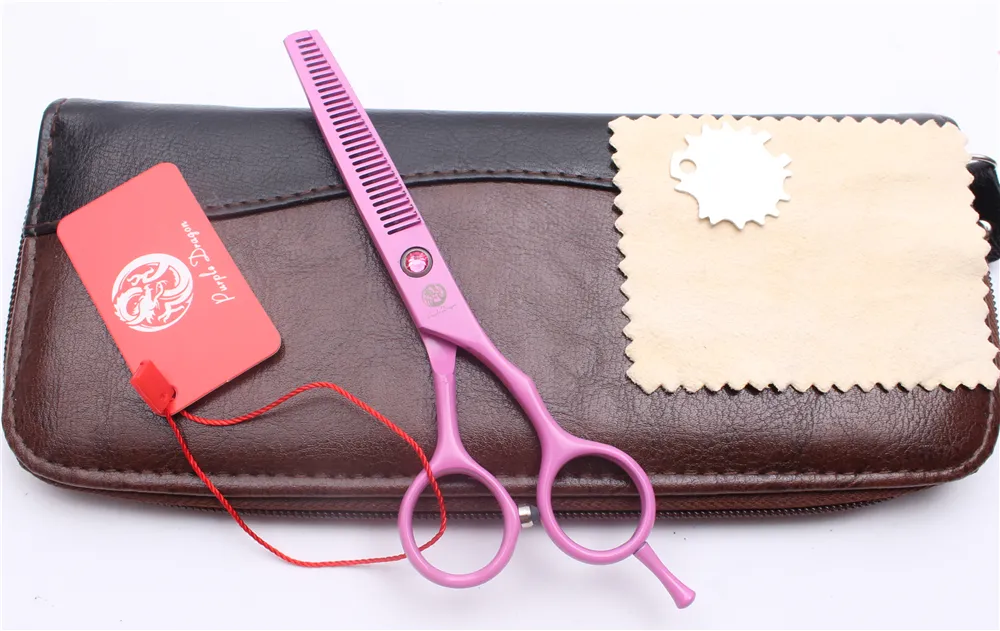 Z1013 55quot Japan Purple Dragon High Quality Pink Professional Human Hair Scissors Barbers039 Scissors Cutting Thinning She