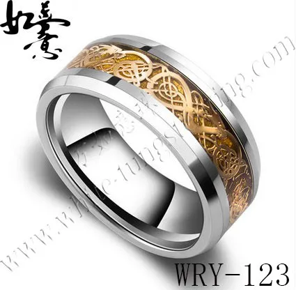 18Kgold Plated Concave Tungsten Rings fashion jewelry Carbide wedding bands for men engagement Rings