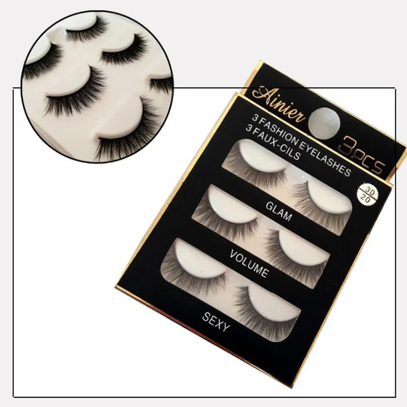 3D Mink Włosy rzęsy / paczka Naturalne Długie Soft Black 3D Eye Lashes Makeup Handmade Grube Fake False Eyelashes High Qualiy