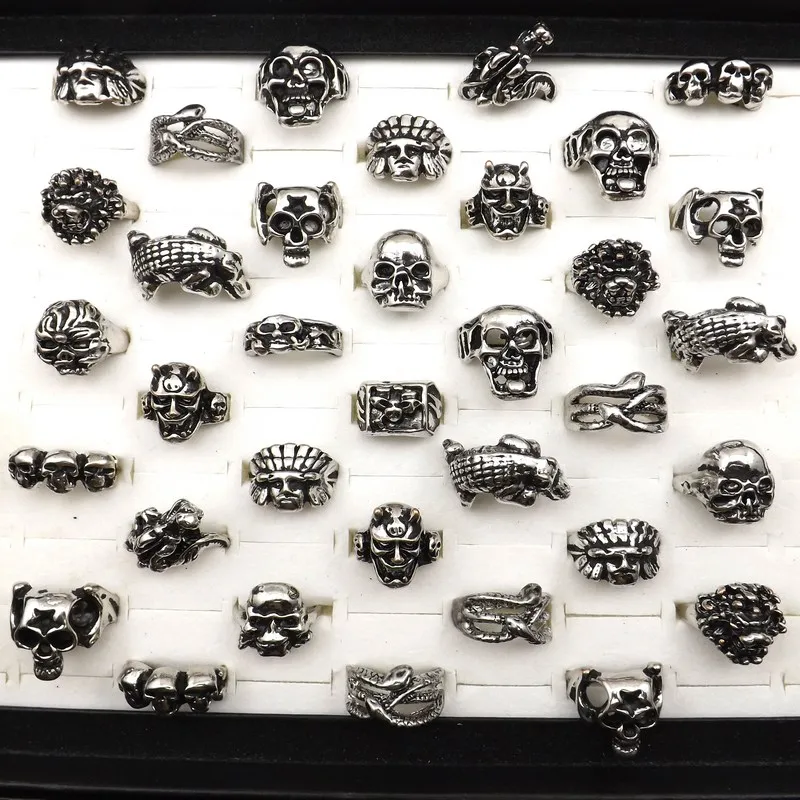 Fashion Alloy Rings Hip Pop Style Skull&devil Designed Rings Fit Halloween Party Mix Wholesale