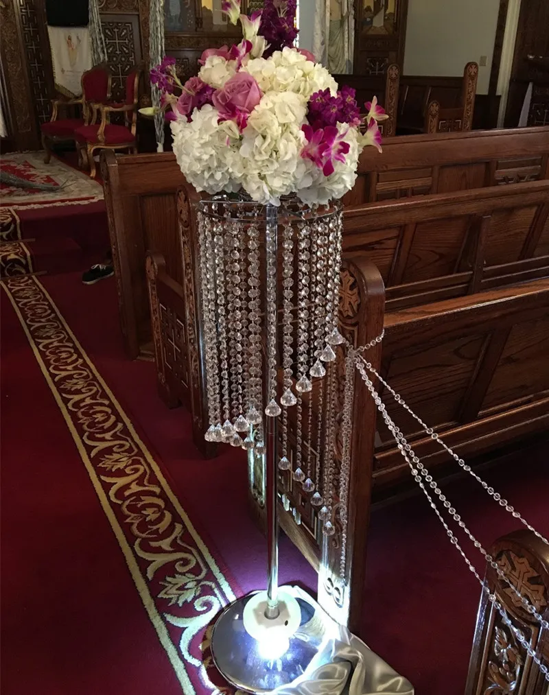 Por granel elegante espumante cristal claro guirlanda lustre suporte de bolo de casamento suprimentos de festa de aniversário decorações para mesa t6479886