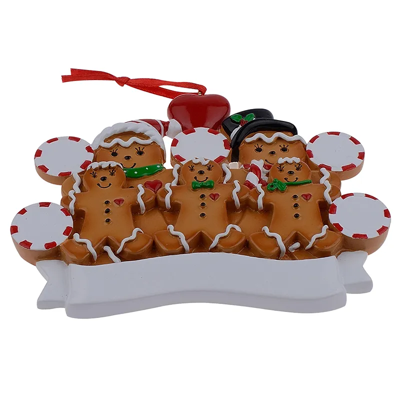 Maxora Gingerbread Family z 5 żywicy Malowanie ręczne ozdoby świąteczne z czerwonym jabłkiem jako spersonalizowane prezenty na imprezę wakacyjną DEAME DEADA