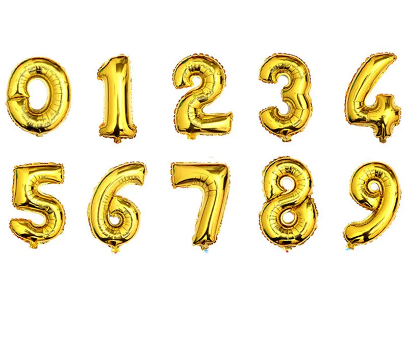 16 calowych balonów foliowych 0-9 złoty srebrny numer cyfrowy helowy ballons 2 kolory litera a do z alfabet powietrza baloons urodziny wystrój ślubny