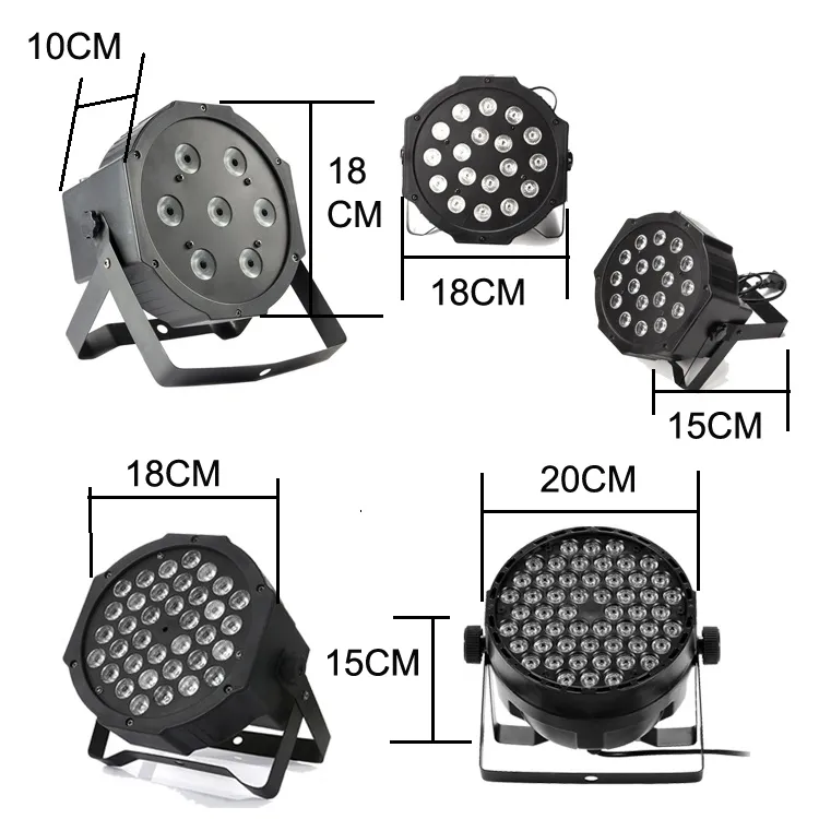 54W 18*3W Stage lights Up-Lighting dmx 512 Full RGB Color Mixing LED Flat Par Can Red Green Blue Color Mixing Up-Lighting Stage Dance