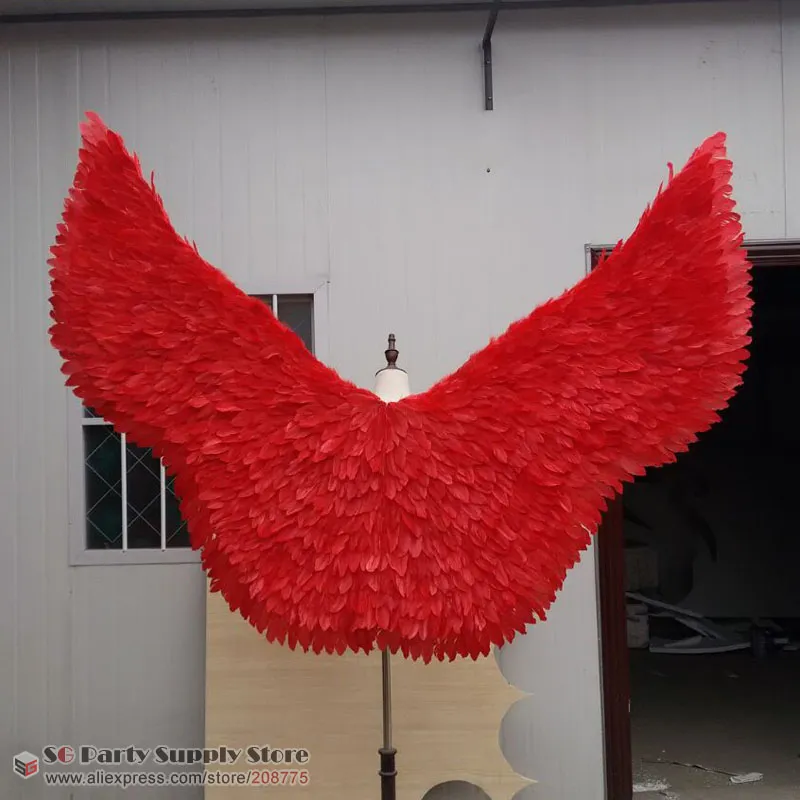 Adult's Red angel feather wings Displays shooting Wedding decoration props Fashion accessories COS Costume Pure handmade EMS 