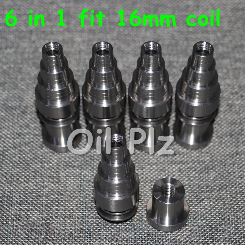 hand tools Universal 6 in 1 domeless titanium nails 10mm 14mm 18mm joint for male and female nail gr2 fit 16mm heating coil