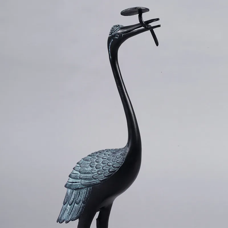 Bronze Antique Decoration Long Turtle Crane 60 Ganoderma Crane Crane Chiński Retro Crafts Grafika Brązowa