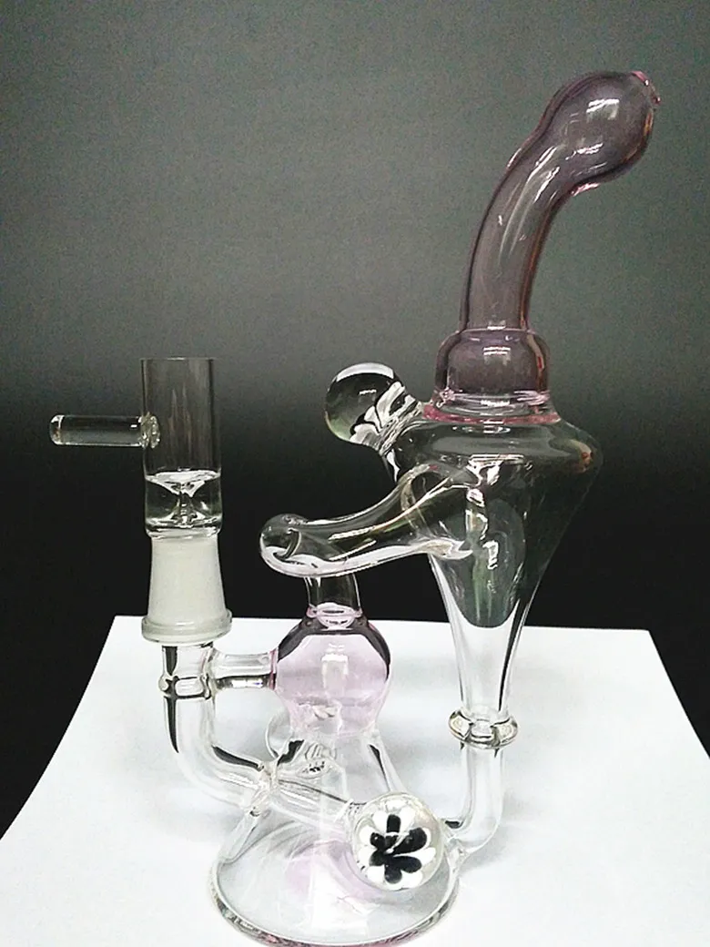 Pink Recycler Bong Glass Bongs nexusglass hitman glass hightimes Bong 14.4mm joint en verre huile dab rig Glass Rig