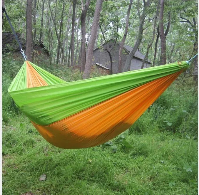 2016 Hot Selling Portable Parachute Travel Camping Hängmatta Med Trädremmar Trädgård Kids Toy Hammock Chair Swing Bed