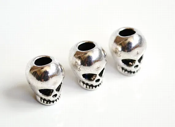 Metal Skull Beads For Paracord Bracelets Lanyards Metal Skull For Paracord Bracelet Knife LanyardsSilver Plated6444490
