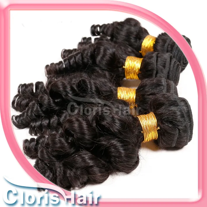 Aunty Funmi Extensions Bouncy Spiral Romance Curls obearbetade Malaysian Virgin Spring Curly Human Hair Weave 3 Bundles Affärer6862254