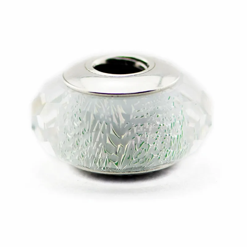 Autentiska murano glaspärlor passar för pandora armband 925 sterling silver frostig mint shimmer charm fina smycken 2016 våren ny