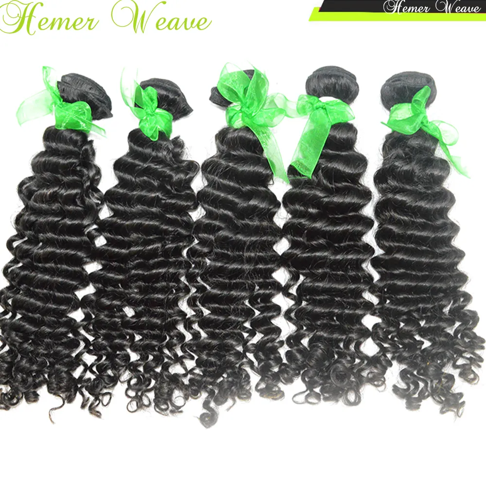 3 bundles 8A Virgin Deep Wave Curly Indian Human Hair Smooth Texture Thick Weave 2020 Clearance