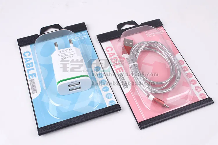 100 stks Groothandel Universele Kleurrijke Hard Paper Retail Packaging voor iPhone 7 7Plus Micro USB-kabel voor opladerpakket