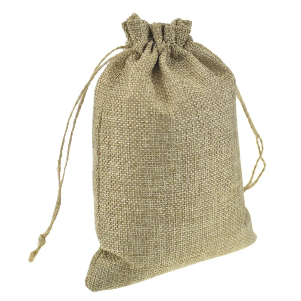 Jute Gfit Sacs beaucoup taille Jute Sack Logo Personnalisé Vintage Bijoux Cordon Pochettes Emballage cas de faveur De Mariage titulaire