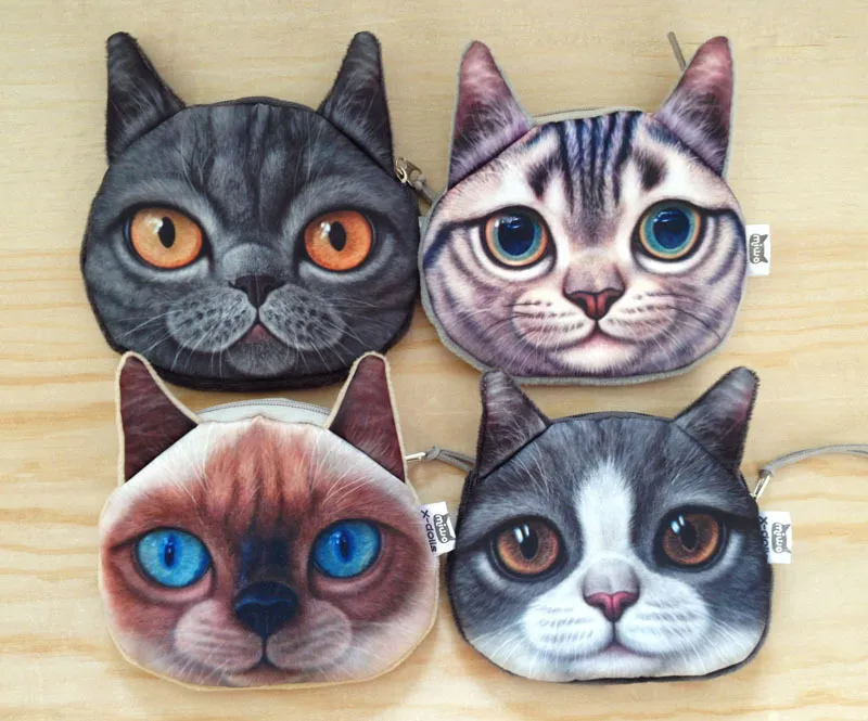 4 개 고양이 스타일 키즈 지갑 봉제 동물 지갑 여성 손 애송이 들아 클러치 가방 동전 주머니 지갑 지갑